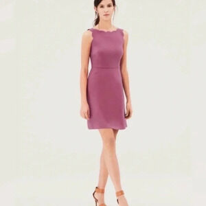 Loft Mini Scalloped Sleeveless  Pink Dress Size 0